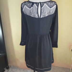 Lace and Chiffon Little Black Dress